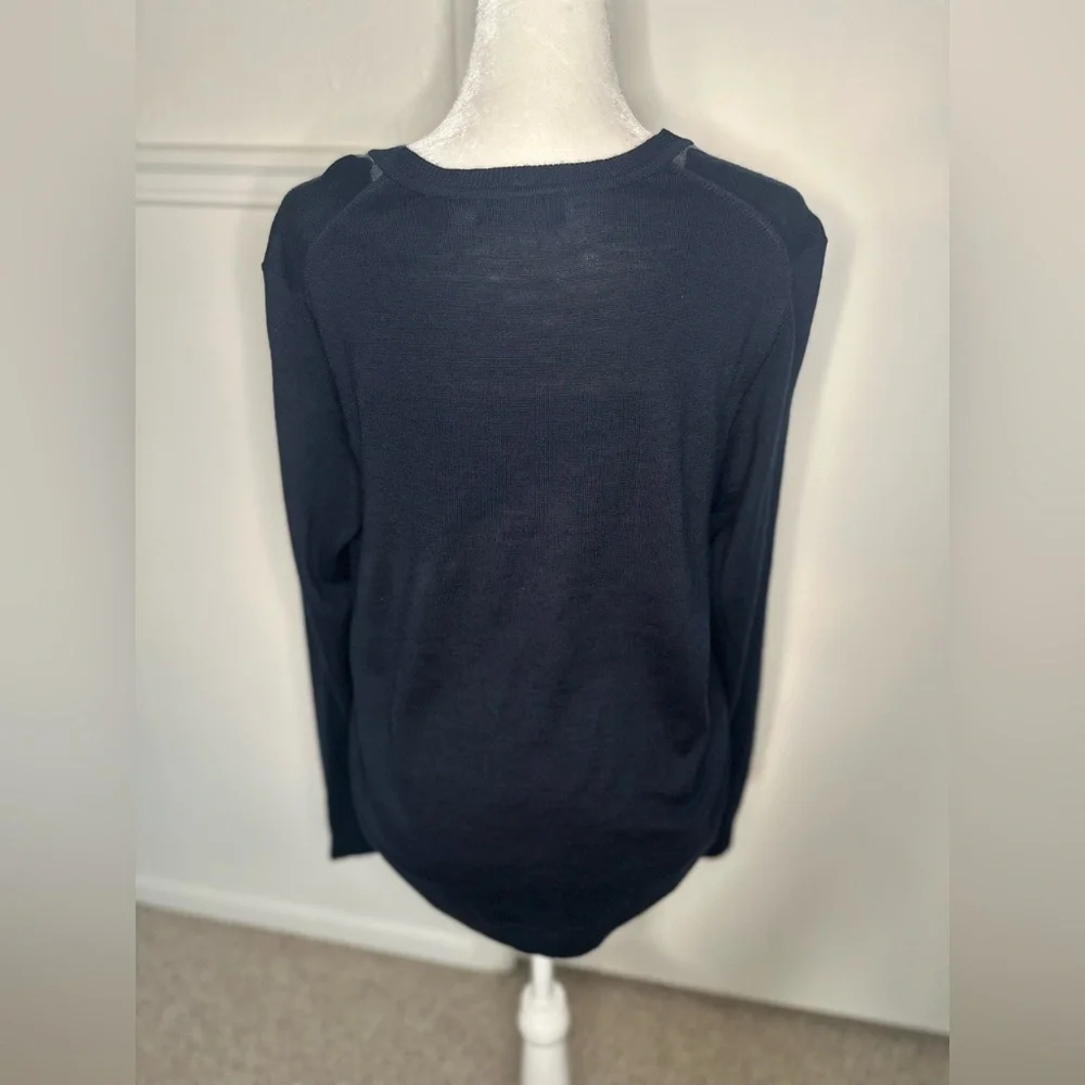Alan Flusser Sweater Men's Size M Argyle Navy V neck merino wool blend size M